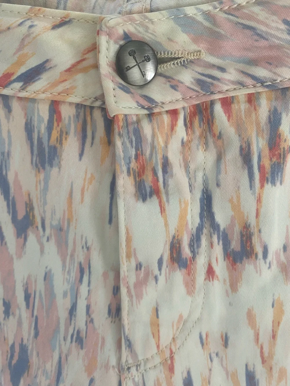 Christopher Blue Abstract Print Cropped Straight Leg Pants Size 12 Made USA